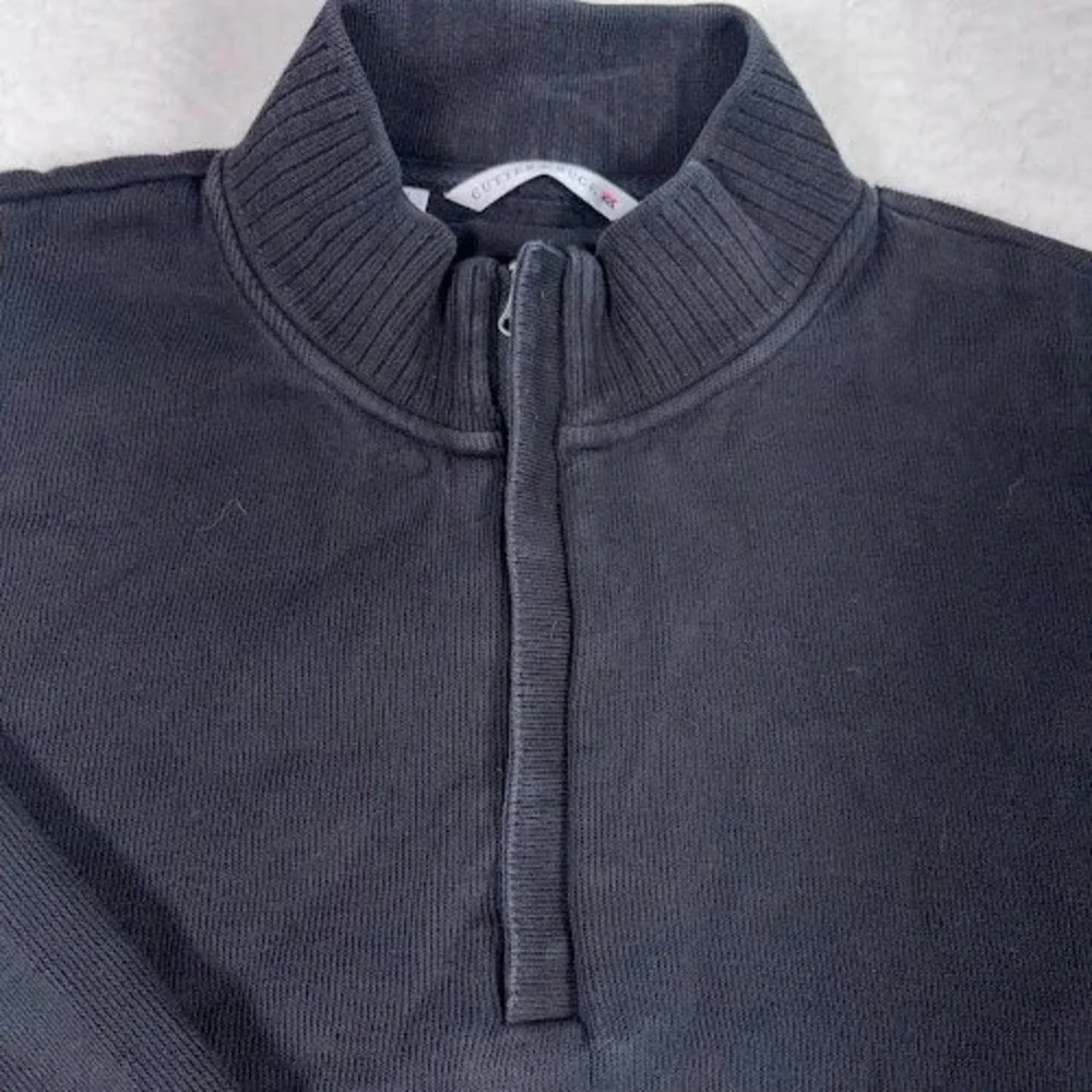 Cutter & Buck 1/4 Zip Pullover Sweater Mens Medium Black Warm Fall Winter